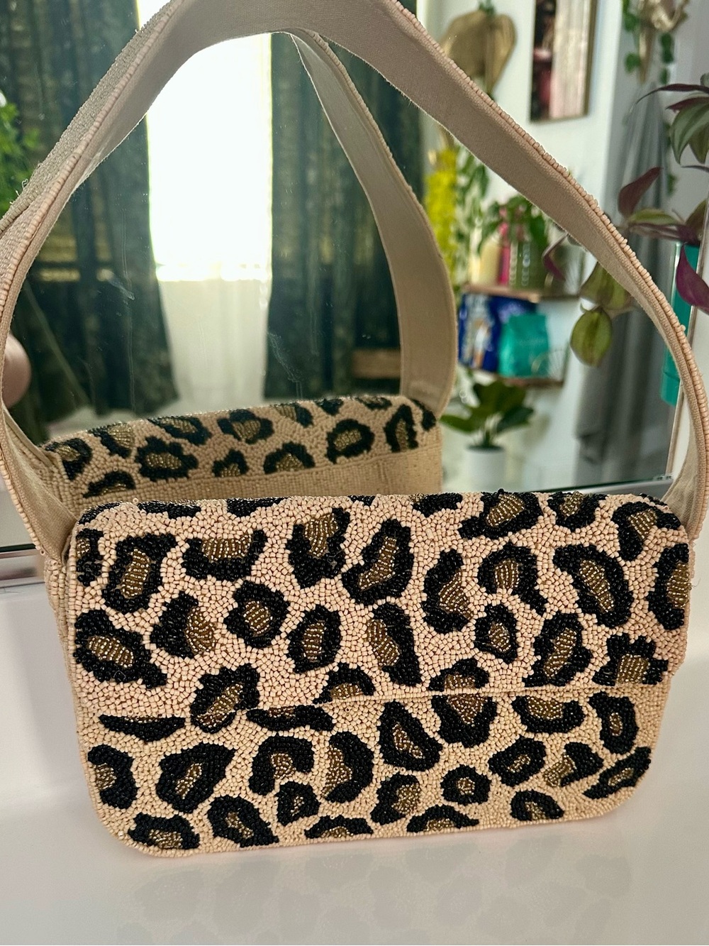 🐆Leopard Beaded Shoulder Bag🖤✨ NWT - Picture 2 of 6